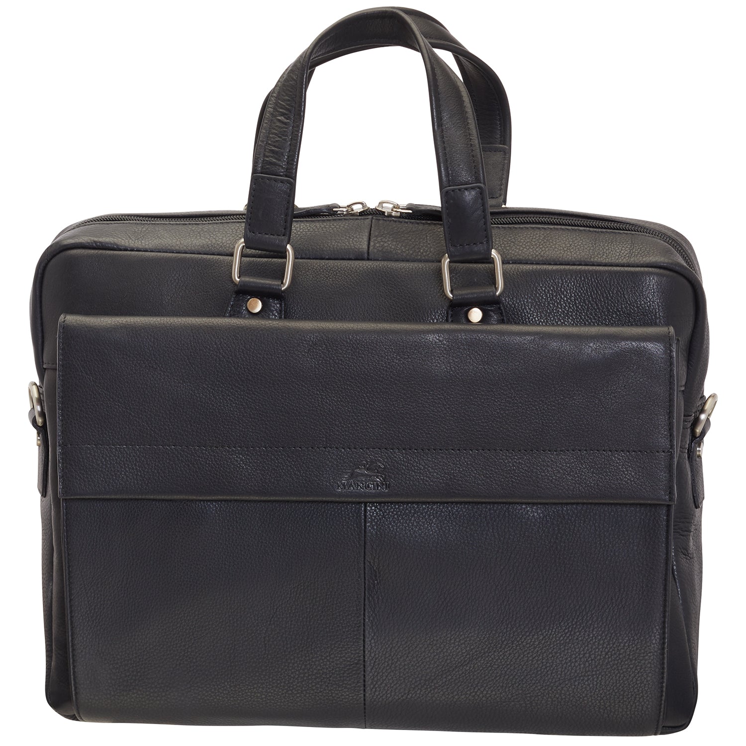 Mancini Leather Slim Laptop/tablet Briefcase, 16.25" x 2.5" x 12", Black