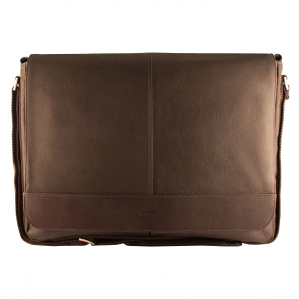 Mancini Leather Messenger Bag for 15.6" Laptop / Tablet with RFID Secure Pocket, 17.25" x 3" x 12", Brown