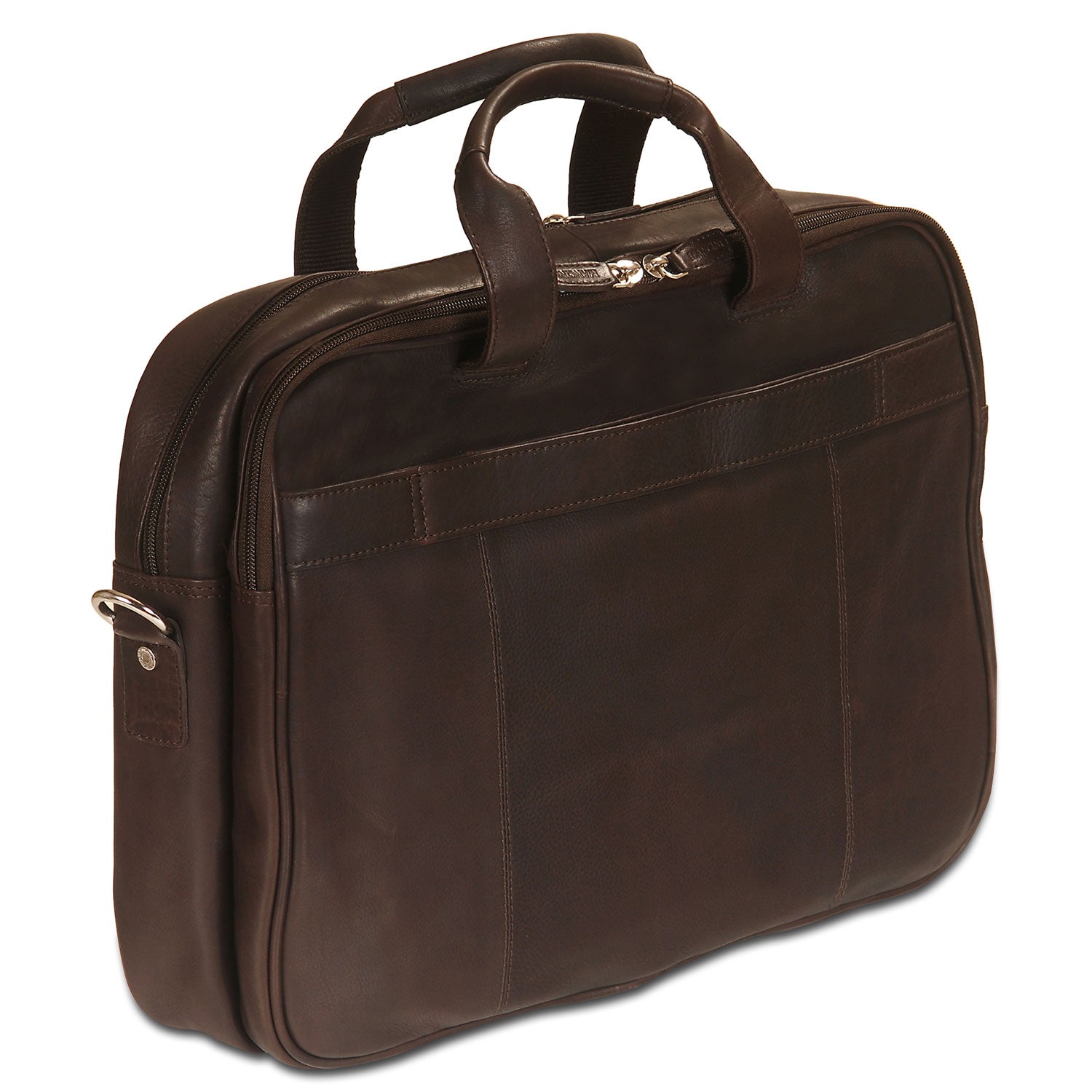 Mancini Leather Zippered Double Compartment for 15.6" Laptop / Tablet, 15.75" x 4.25" x 11.5", Brown