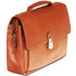 Mancini Leather Triple Compartment Flap Briefcase for 15" Laptop / Tablet, 15" x 4.25" x 10.25", Cognac