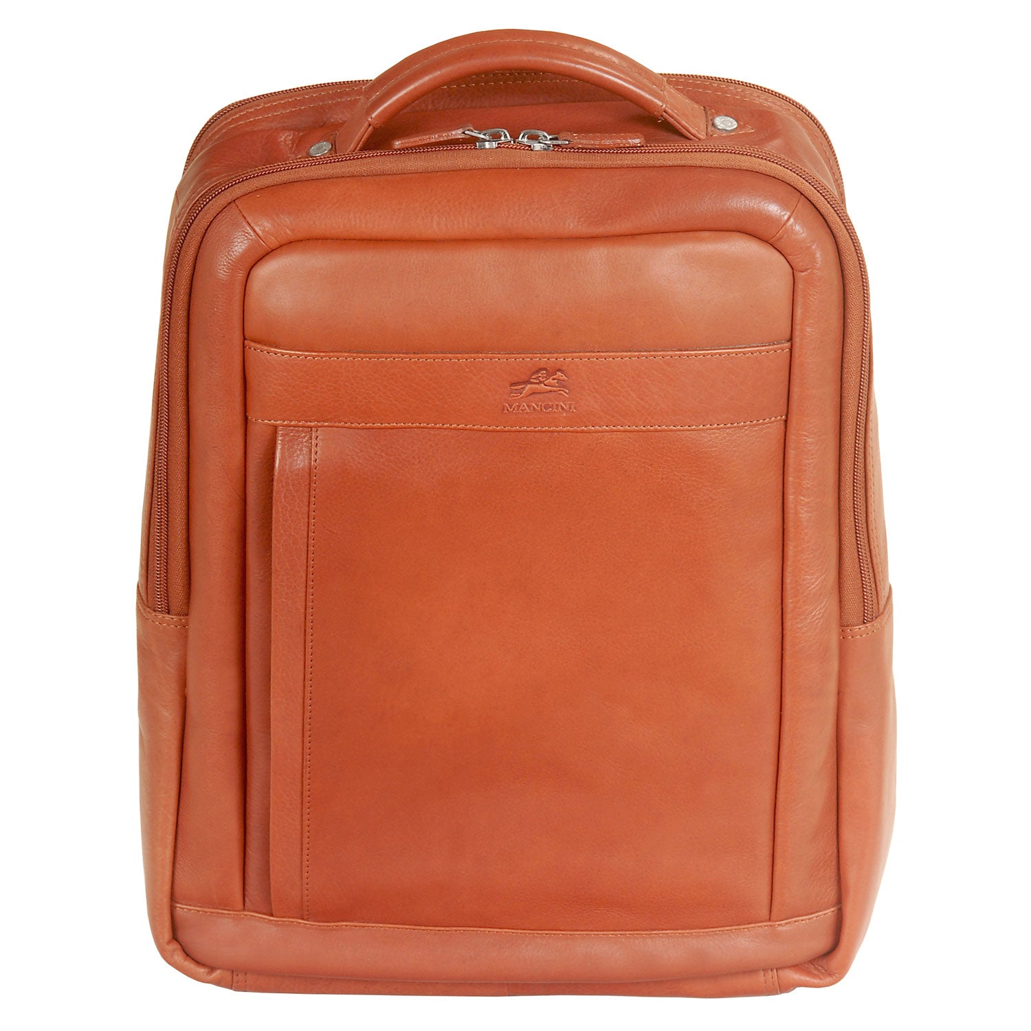 Mancini Leather Backpack for 15.6" Laptop / Tablet, 12" x 5.25" x 15", Cognac