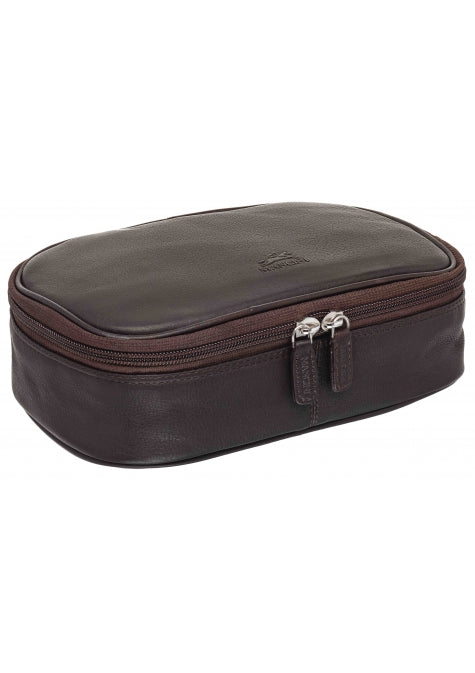 Medium Zippered Toiletry Bag, 10" x 5.5" x 3", Brown