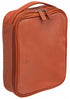 Mancini Leather Large Zippered Toiletry Bag, 10.5" x 8" x 3", Cognac