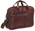 Mancini Leather Expandable Double Compartment Briefcase for 15.6'' Laptop / Tablet, 16.25" x 5.25" x 12", Brown