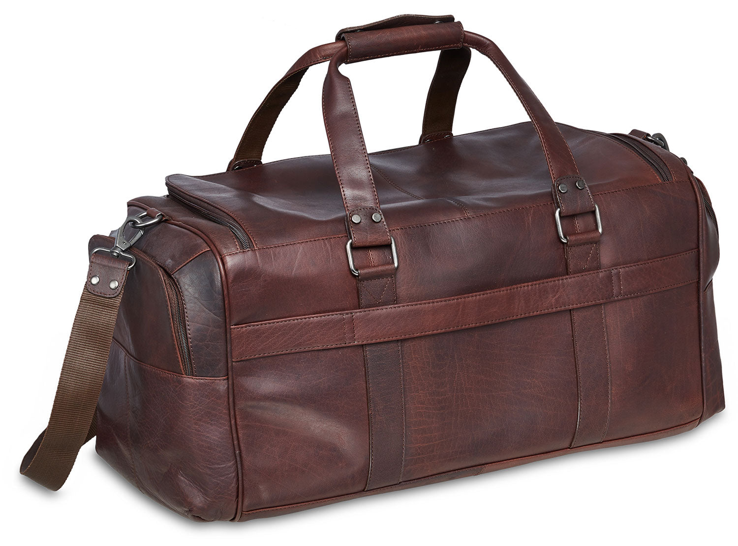 Mancini Leather Duffle Bag, 23" x 10" x 10.25", Brown