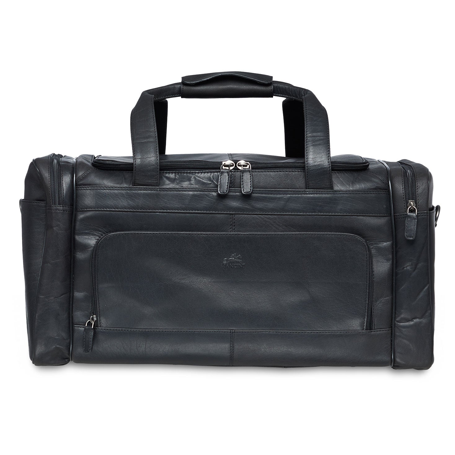 Mancini Leather Carry-on Duffle Bag, 20" x 10.75" x 10.75", Black