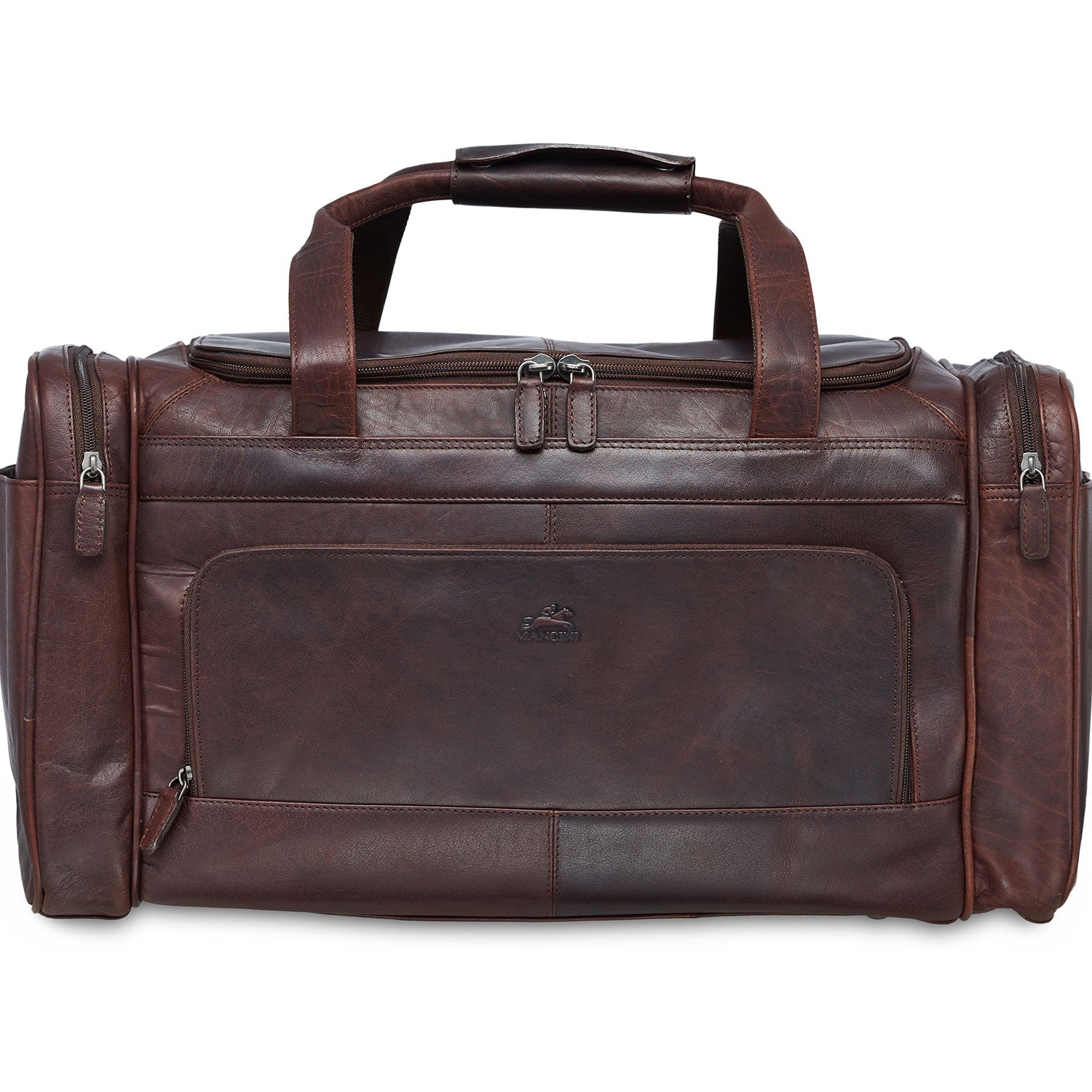 Mancini Leather Carry-on Duffle Bag, 20" x 10.75" x 10.75", Brown