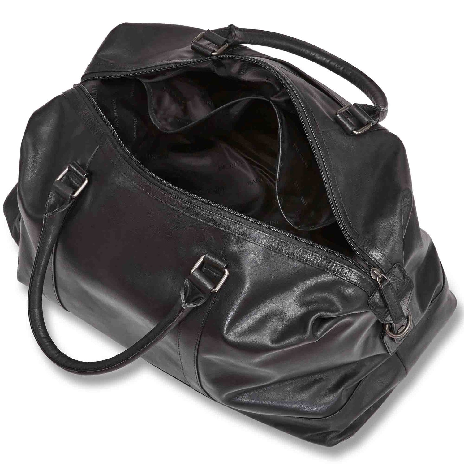 Mancini Leather Carry-on Duffle Bag, 20" x 10" x 12", Black