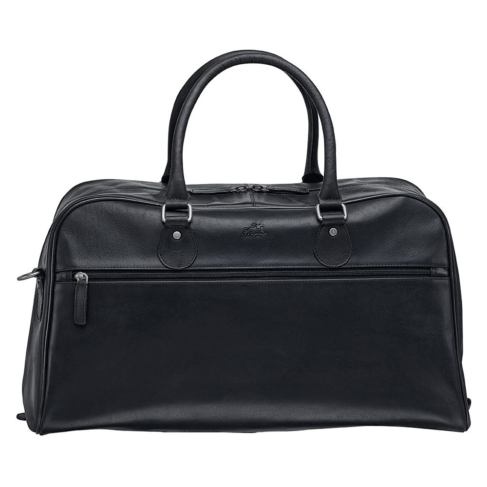 Mancini Leather Classic Duffle Bag, 21.5" x 11" x 14", Black