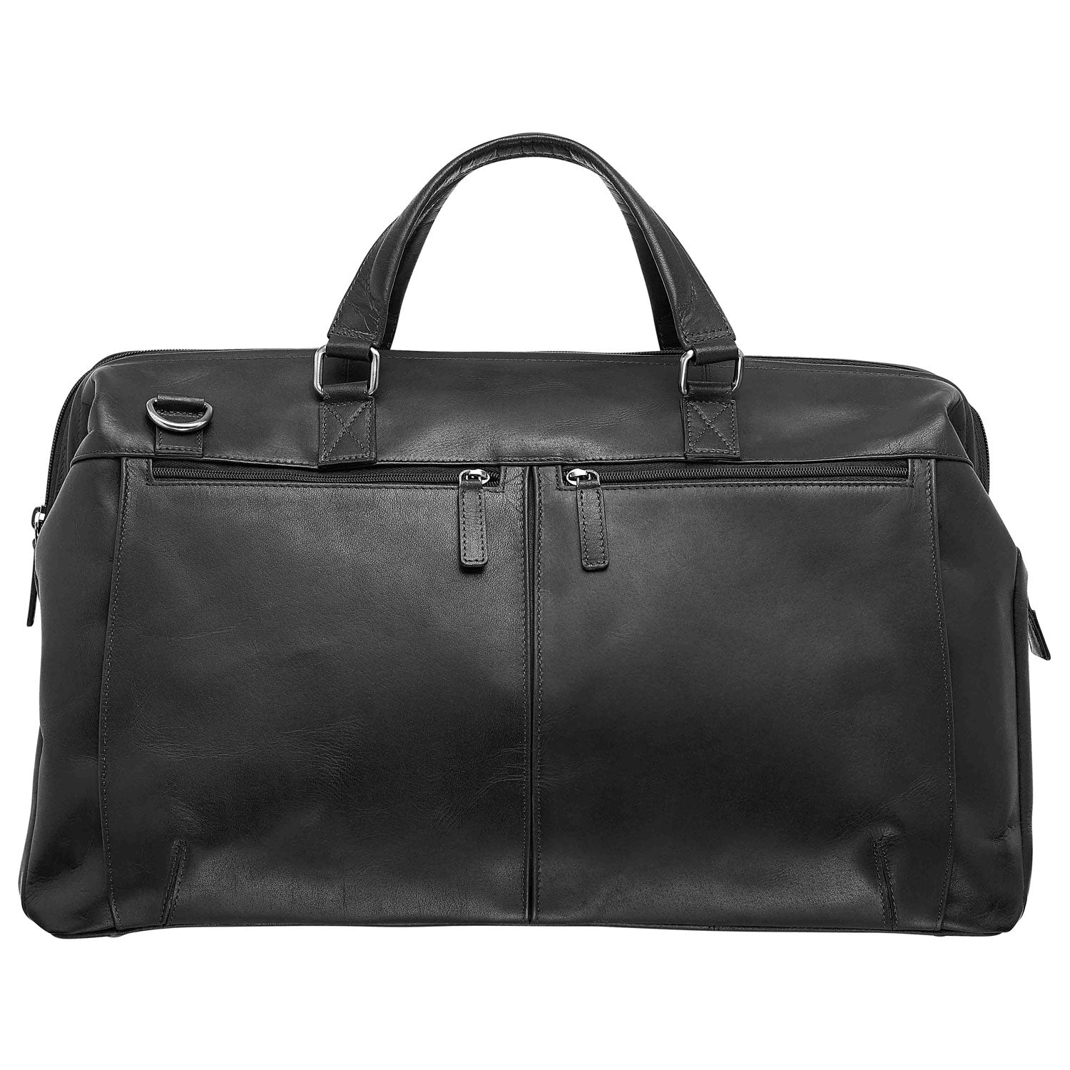 Mancini Leather Classic Carry-on Duffle Bag, 20" x 10" x 13.5", Black