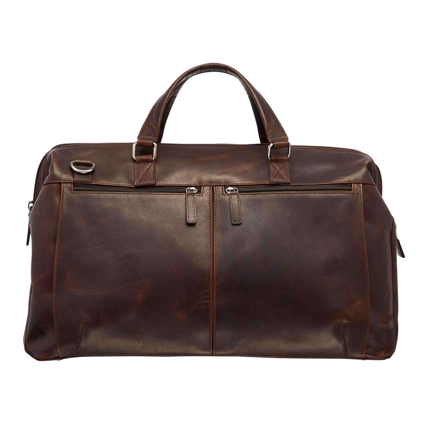 Mancini Leather Classic Carry-on Duffle Bag, 20" x 10" x 13.5", Brown