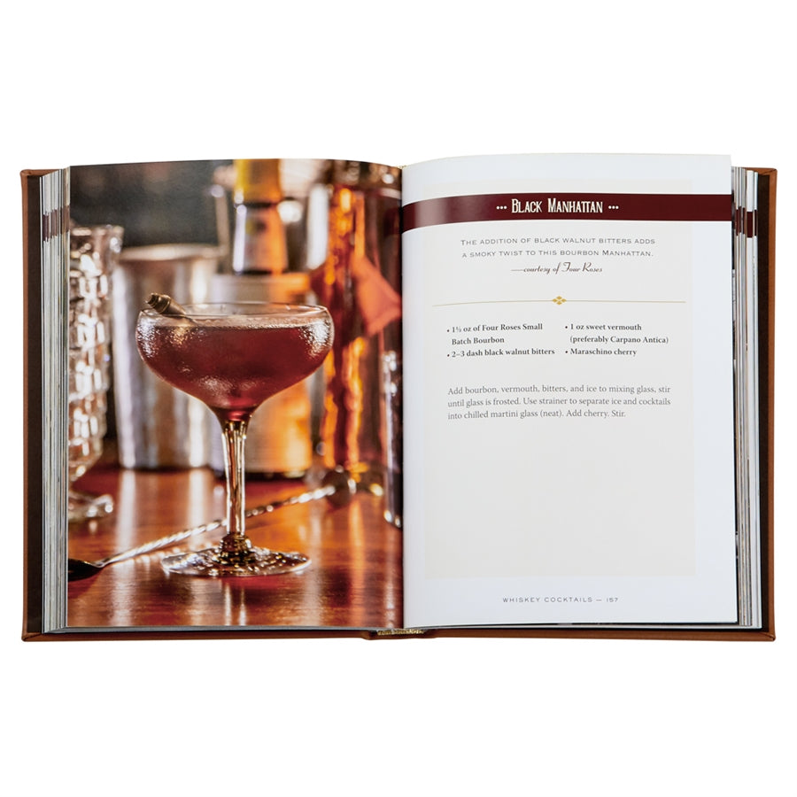 Graphic Image Whiskey Cocktails Brown Genuine Leather