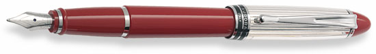 Aurora Sterling Silver Cap and Red Barrel Fountain Pen
