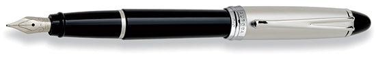 Aurora Chrome Plated Cap w/ Black Barrel Fountain Pen