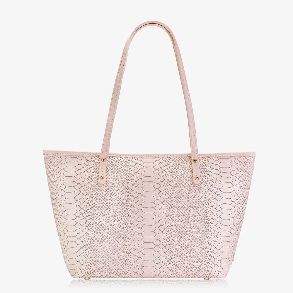 GiGi New York ZIP TAYLOR TOTE Embossed Python Leather