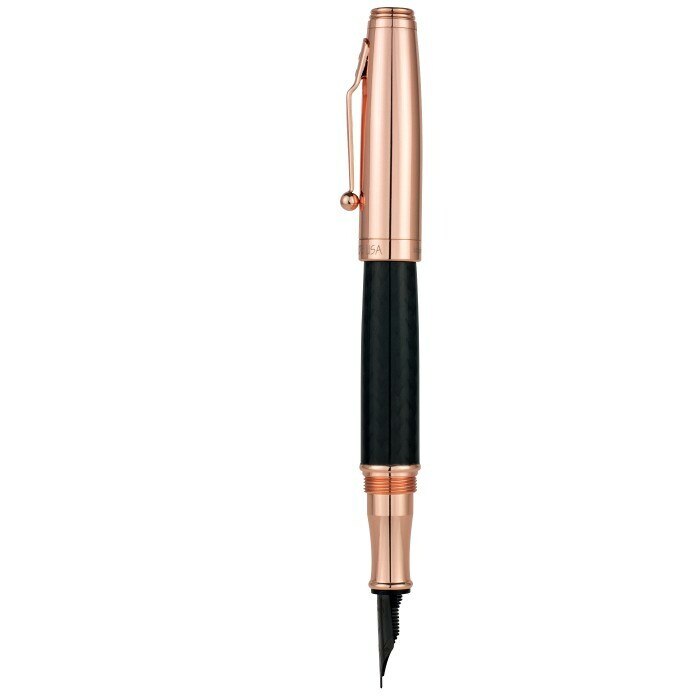 Monteverde Pens Invincia Rose Gold and Carbon Fiber Fountain Pen MV40062 EXTRA FINE